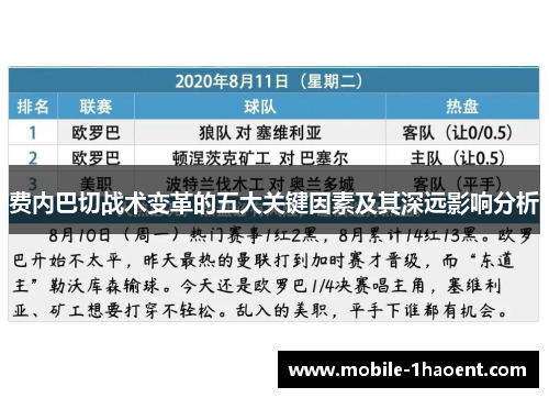 费内巴切战术变革的五大关键因素及其深远影响分析 费内巴切战术变革的五大关键因素及其深远影响分析